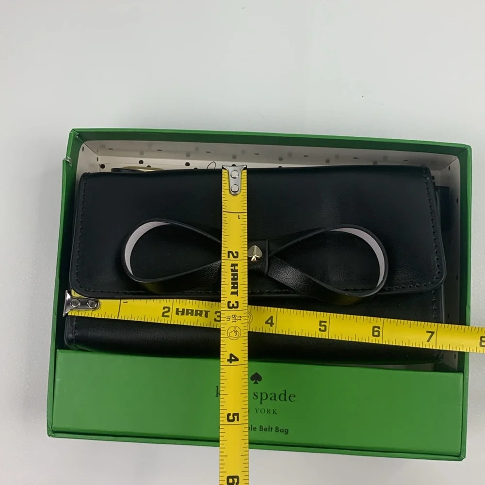 Kate Spade Leather Black Adjustable Belt Bag Bow Accent Size S/M New NWT in box